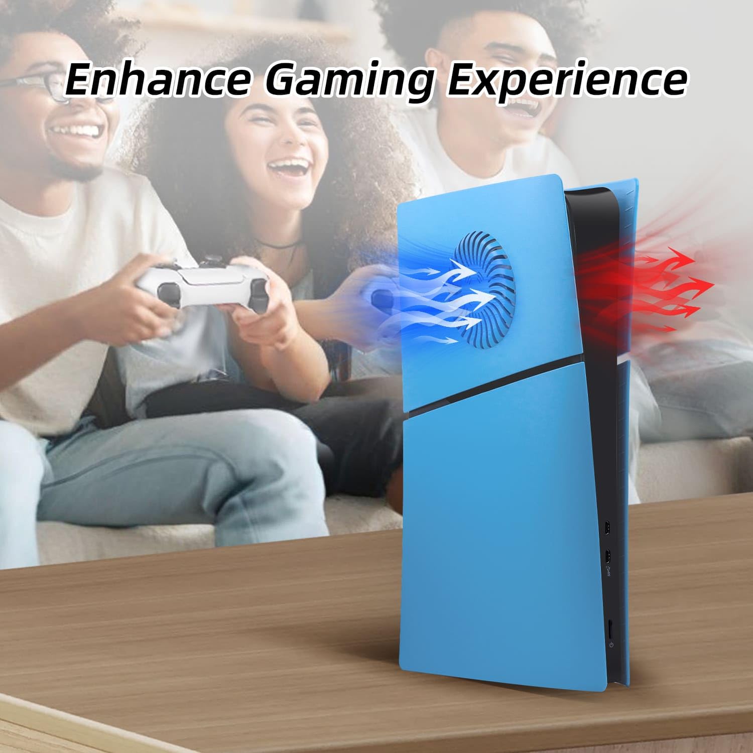 Mcbazel PS5 Slim Faceplate Remplacement ABS Housse de Protection de Façade Accessoires de Ventilation pour PlayStation 5 Slim Digital Edition - Bleu Clair(Non pour PS5/PS5 Pro)