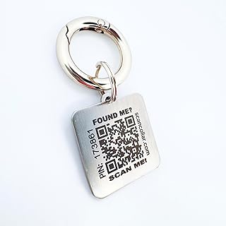Pet Smart ID Tag, with QR Code Enabled Tracking and Social Profile Portal for Pets. Durable, Laser Engraved, Stainless Steel.