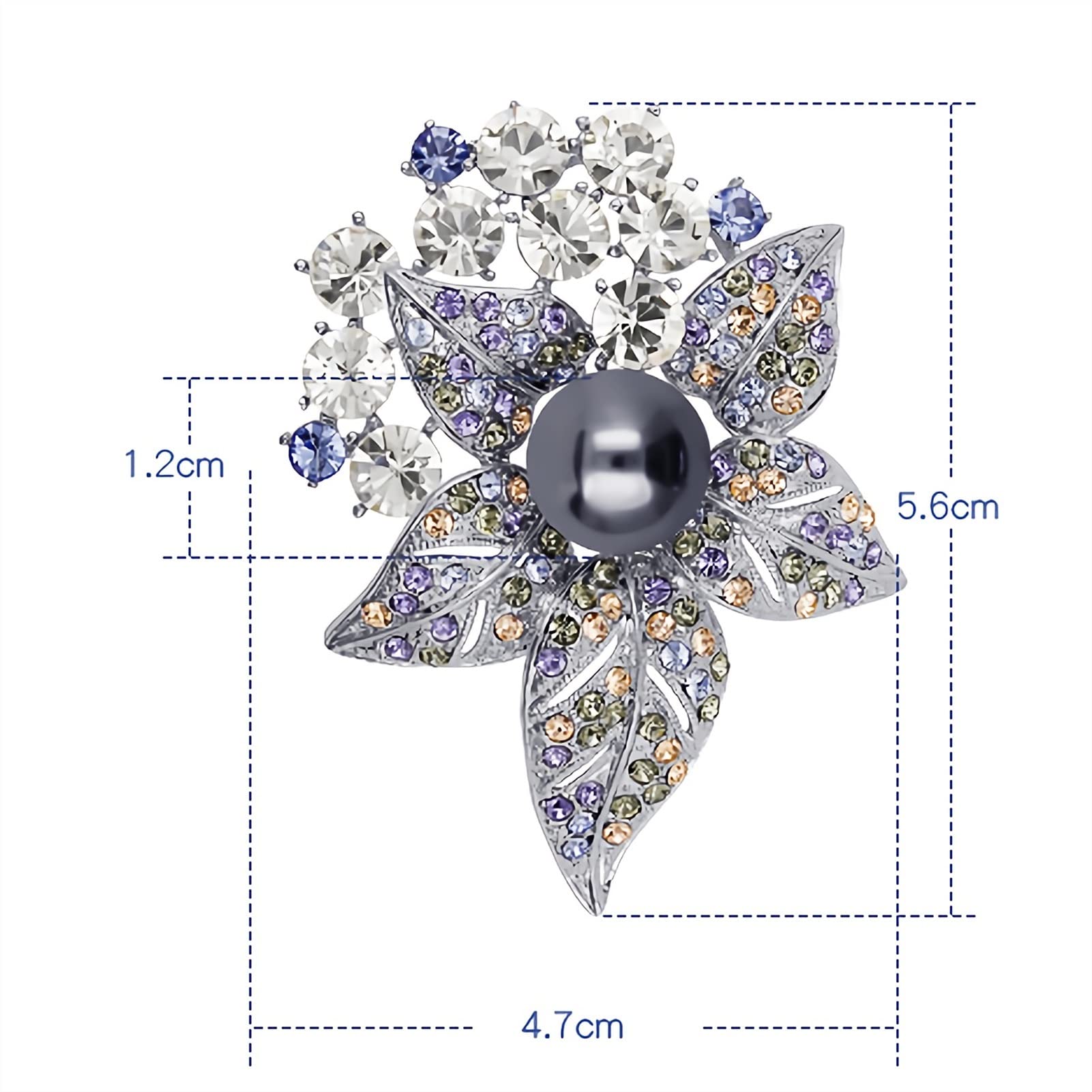 Wedding Brooch Blumenbrosche Pin Bunte Blume Broschen simulierte Kristall- und Faux Perle Brosche for Frauen Damen Kleidung Dekoration (Size :)