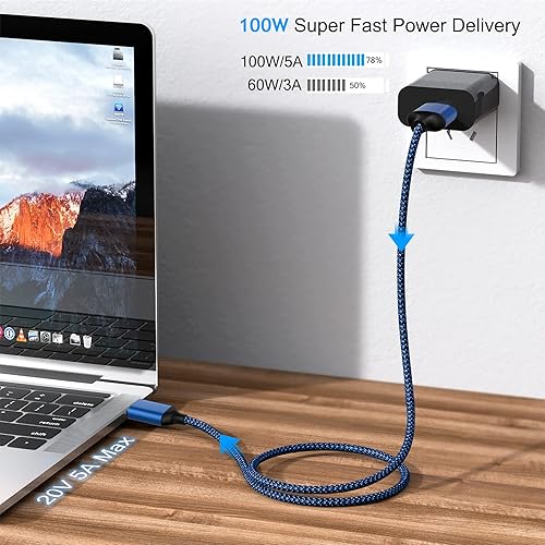 Miniatura 4 de Cable USB tipo C, paquete de 5 (336610 pies), cable USB C trenzado de nailon de carga rápida, compatible con Samsung Galaxy S9 S8 Note 9 Note 8