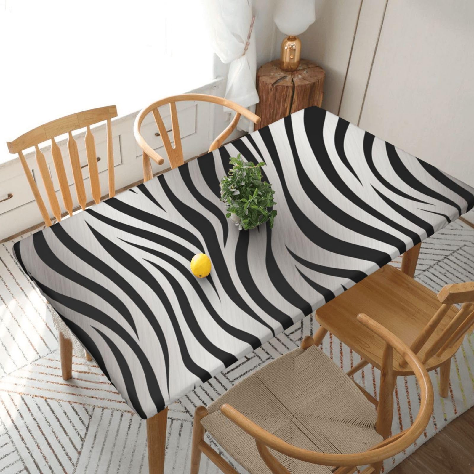 WPKJU Zebra Print prin Printed Tablecloths 5ft Rectangular Table Covers Washable Polyester Decorative Table Cloth for Dining Table Picnic Wedding