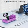 Estación de carga 600W para múltiples dispositivos, cargador inalámbrico 15 en 1 con 2 cables de carga USB C de 100W, estación de carga USB C dual de 100W para MacBook, iPhone, iPad, Tablet (púrpura) 3