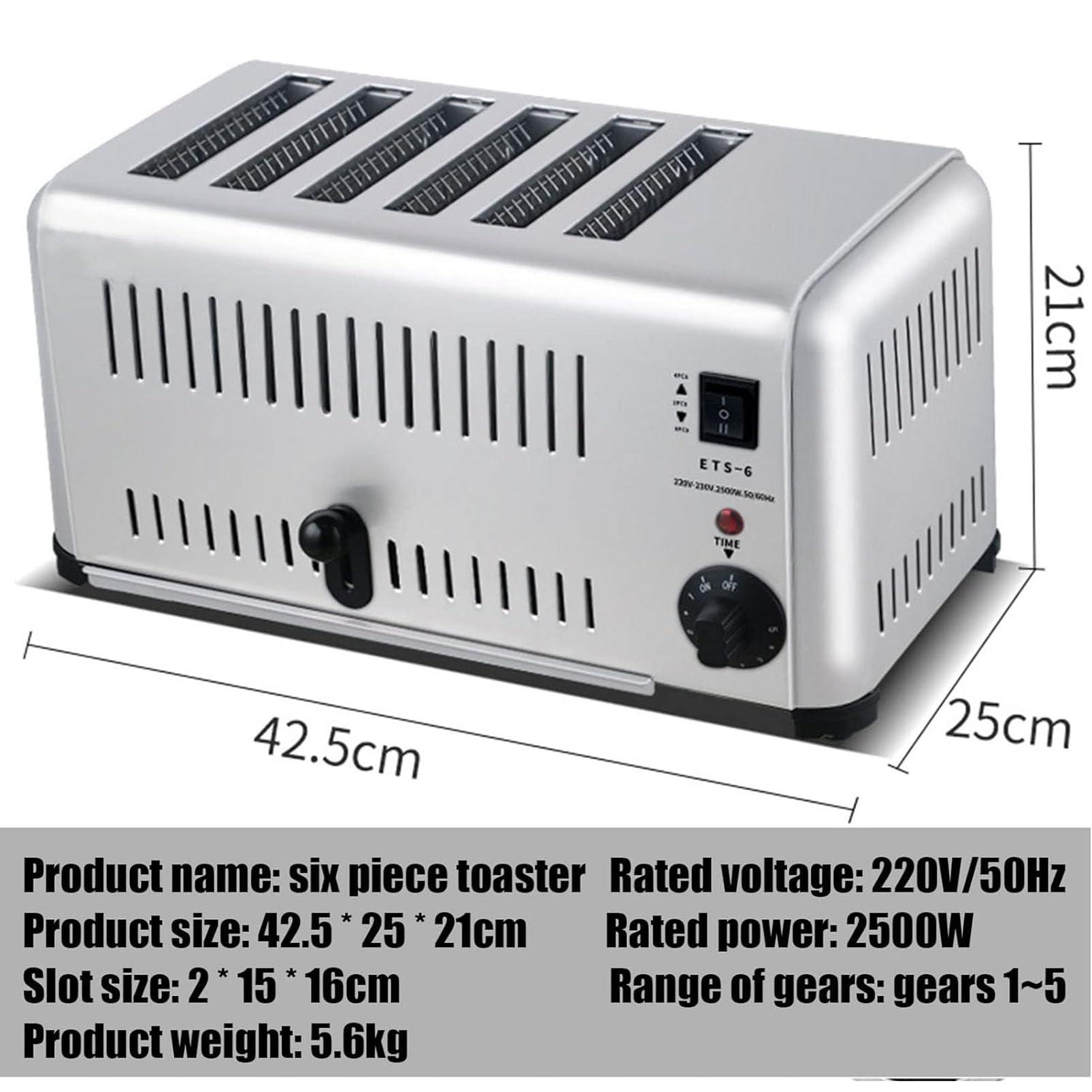 Toster komercyjny ze stali nierdzewnej, 1800 W/2500 W, z bardzo szerokimi szczelinami na chleb, toster do bułek hamburgerowych ze zdejmowaną szufladą na okruchy, do różnych rodzajów chleba