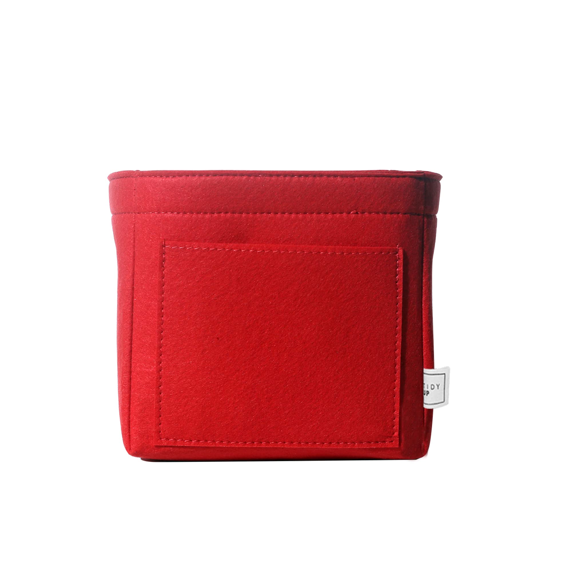 TIDY UP Cael Compact Felt Bag Organizer Insert for Women's Handbag, Tote, and Travel Organizer with Multiple Compartments - Stylish Toiletry and Cosmetics Storage Solution for Ladies (Red)