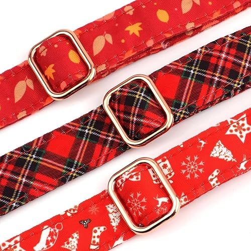 Miniatura 6 de Beirui Lindo collar de Navidad para perro hembra con flor, collares de perro con patrones navideños, collar rojo suave para mascotas ajustable para