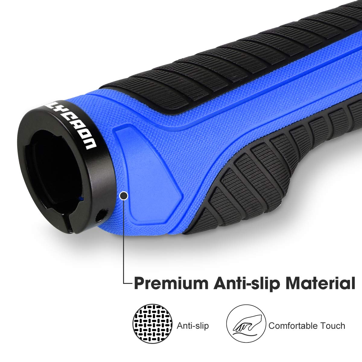 Poignées Ergonomiques LYCAON Pour VTT/BMX – 130mm, Coussin Palmier, Absorption Vibrations, Noir, Diamètre 20-22 Mm