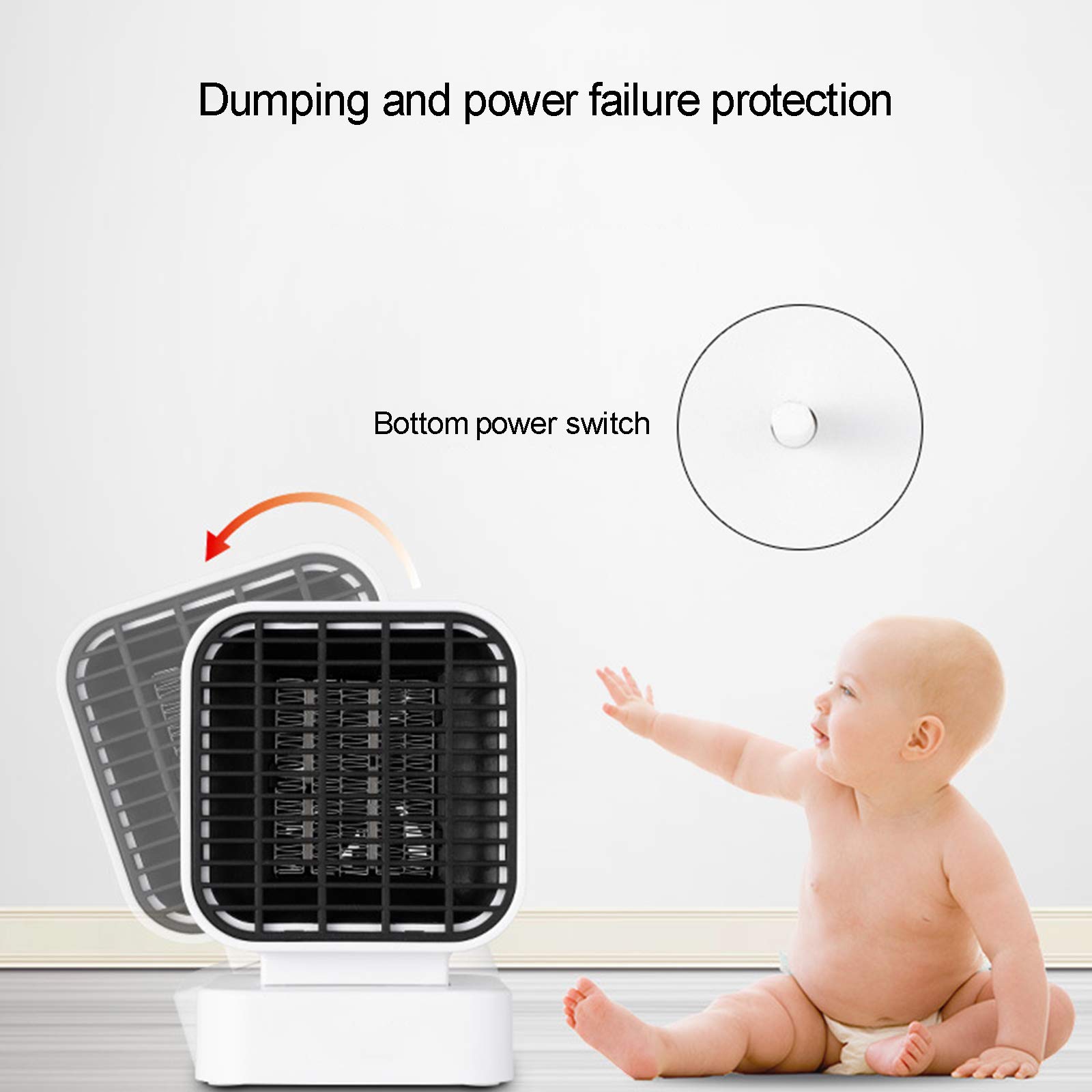 Stufetta, Portatile Elettrico oscillante riscaldatore con Over-Protezione Contro Il Calore e Tip-Over Protection, 3s rapido Riscaldamento, Piccolo e Tranquillo