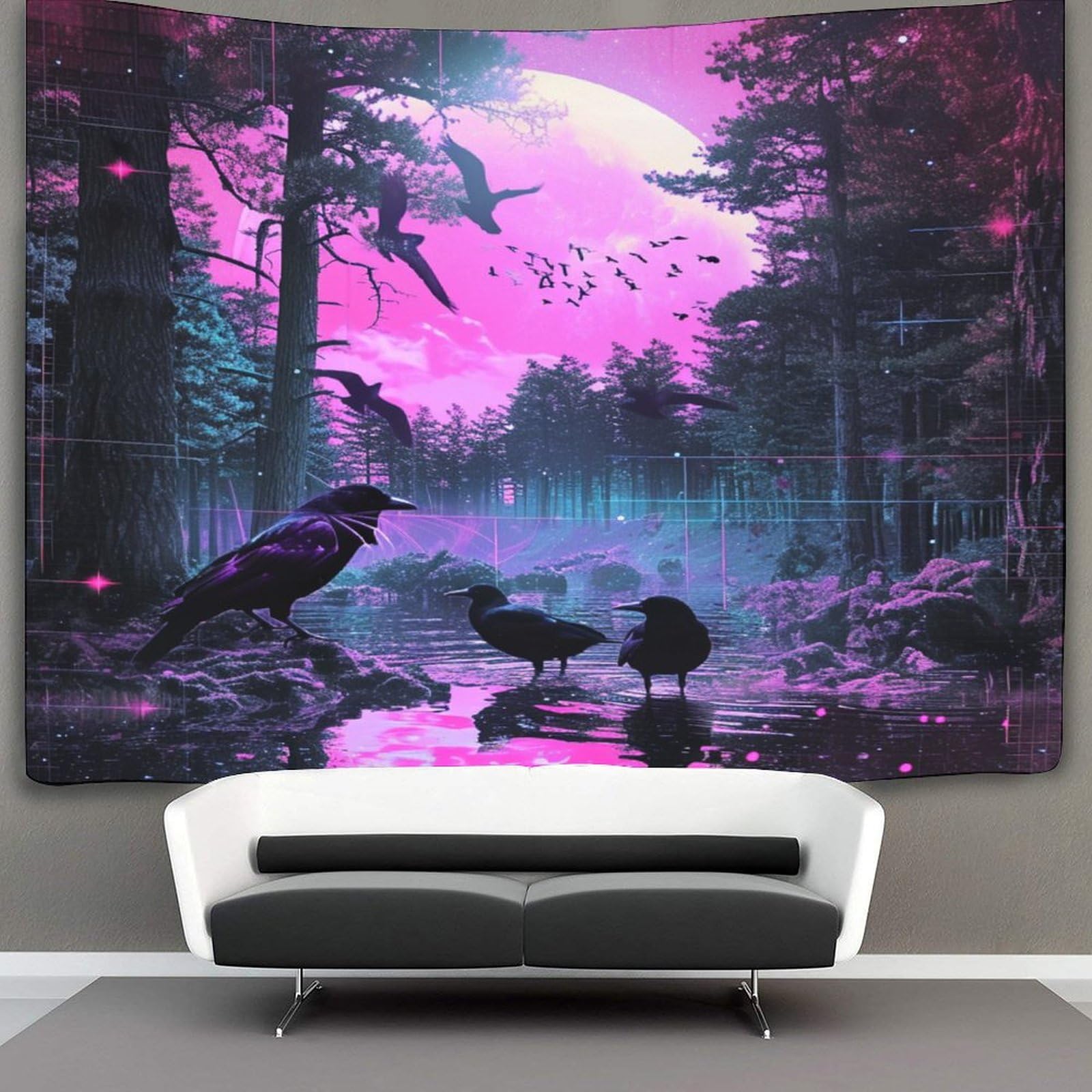 DHBANEIOK 3D Crow Printed Wall Blanket Home Decoration Bedding Poster Wall Art Tapestry Tapestry Wall Hanging Soft Polyester for Living Room Bedroom Dorm Deco 100cmx150cm