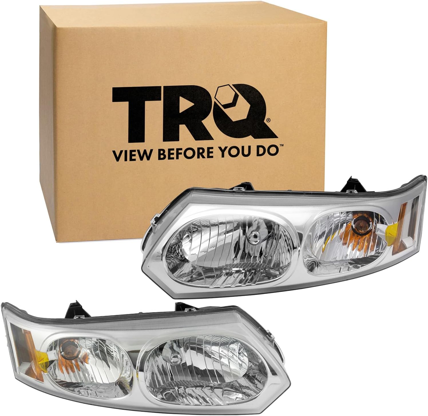 TRQ 2-Piece Headlight Assembly Set for 2003–2007 Saturn Ion Sedan
