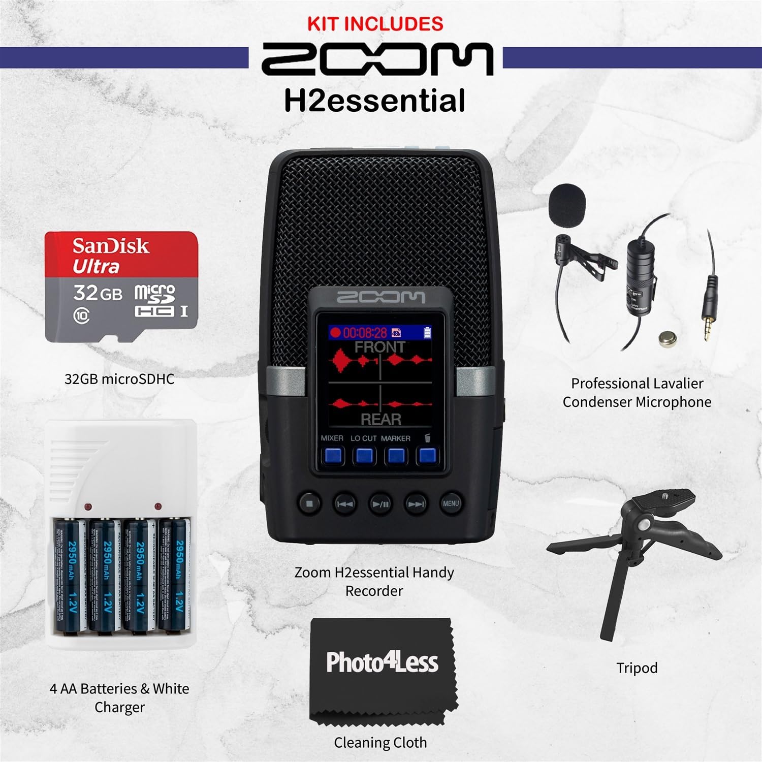 Amazon.com: Zoom H2essential Multi-Mic Handy Recorder Bundle with