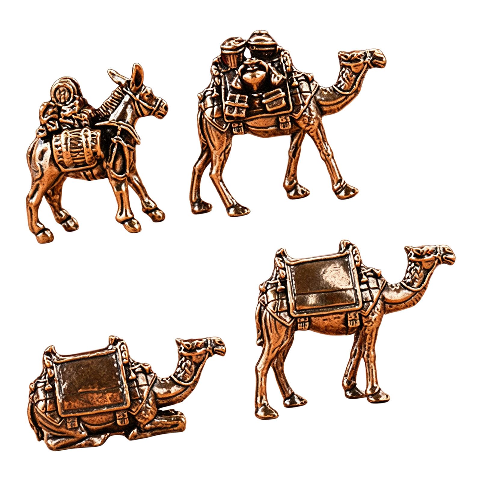 Figurines d'Animaux en Laiton : 4 miniatures ciselées pour un bureau raffiné