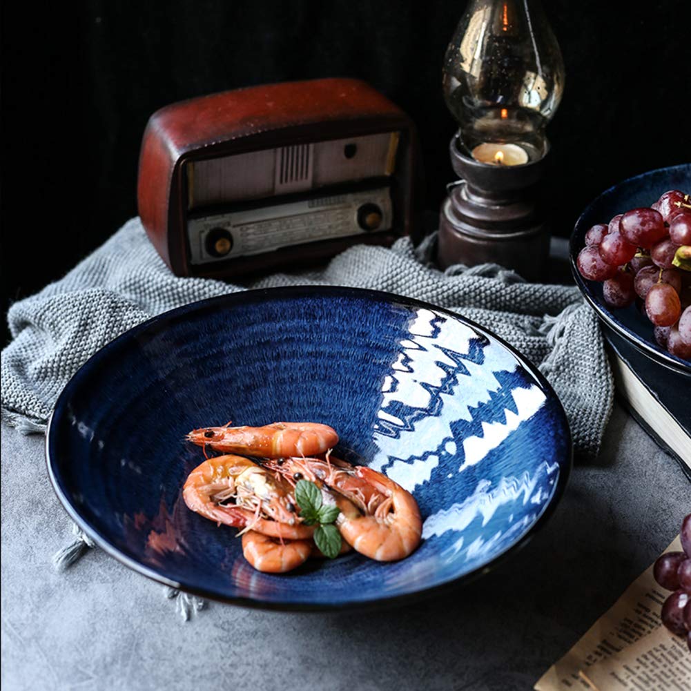 Japońska duża 9,5-calowa ceramiczna miska do serwowania miska na zupę miska na sałatkę owocową ramen kreatywna miska na Ramen zastawa stołowa ceramiczna miska na płatki śniadaniowe makaron