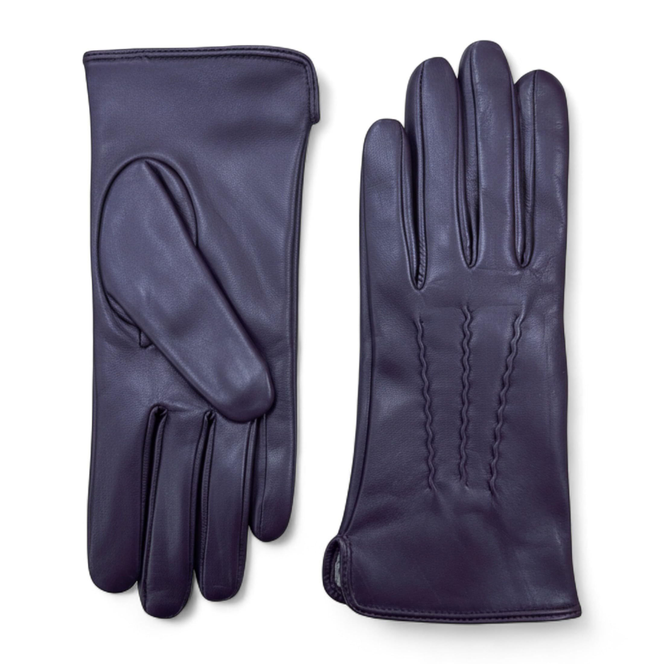 Infinity Leather Women's Purple Italian Leather Stitch Line Design Soft Wool Lining Winter Gloves In | Size: 2XL