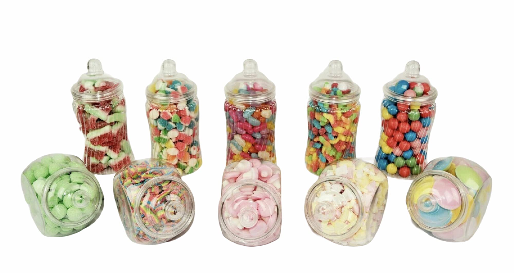 Sweet Tree Celebrations Clear Set Of 10 Small Airtight Food Grade Plastic Storage Jars Containers