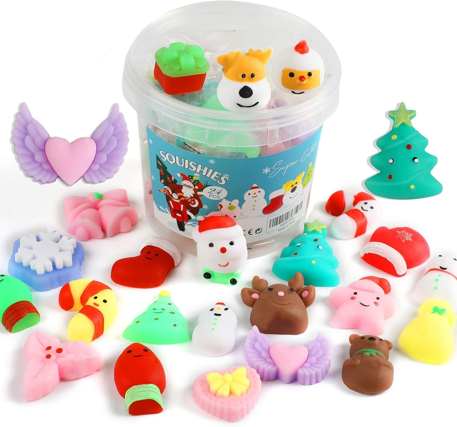 - Mochi Squishy Toys, 5 pcs Fruit Squishy Party Favors for Kids Classroom Prize Stress Relief Squishies Bulk Gift for Birthday Pinata Goodie Bag Filler Christmas (Christmas)