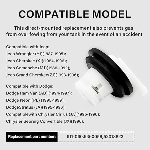Miniatura 5 de Válvula de ventilación del tanque de combustible, ventilación del tanque de gasolina con sello de ojales para Jeep Cherokee XJ Wagoneer, Comanche