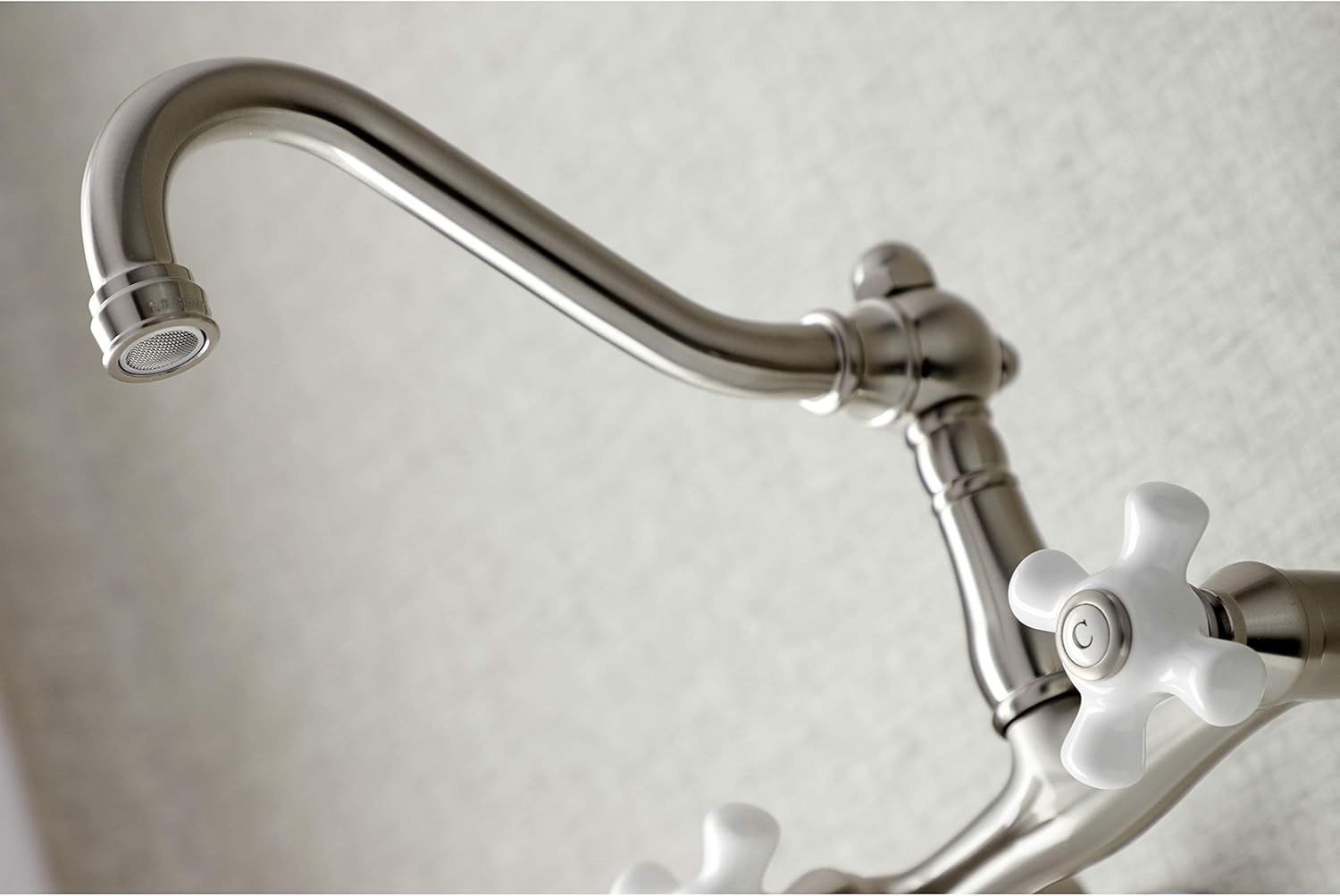 Kingston Brass KS3228PX Vintage Wall Mount Kitchen Faucet, Brushed Nickel, 8.5 x 8 x 6