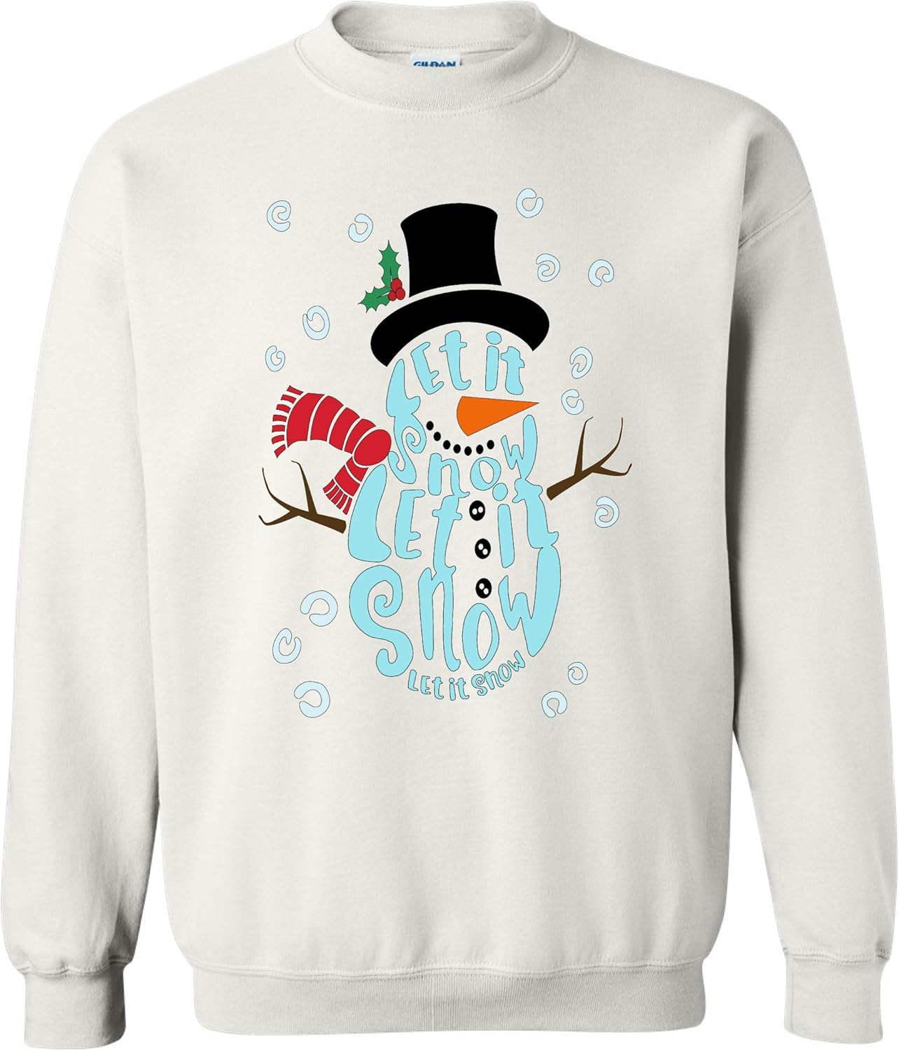 Christmas Sweatshirt, Let It Snow, Snowman Sweatsirt, Soft Fleece Long Sleeve Unisex Crewneck Sweatshirt