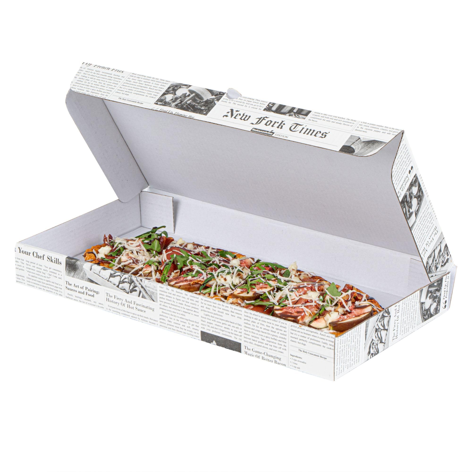 Restaurantware Small Pizza Box 50 Count 14 x 7 x 1.5 Inches Newsprint Rectangular Takeout Box Corrugated Hot Food Friendly Portable Paper Brown