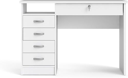 Miniatura 2 de Tvilum Escritorio con 5 cajones color blanco