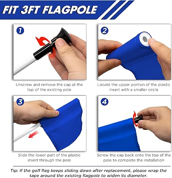 KINGTOP Solid Mini Golf Flags with Sleeve, 6 x 8 in, 420D Nylon