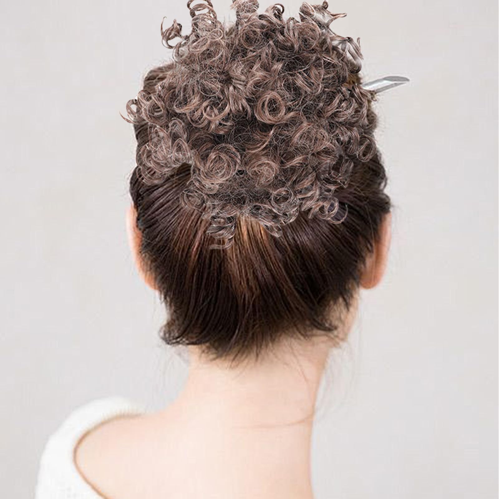 Messy Bun, Short Curly Drawstring ,Extension Loose Bun Hair ,Pieces for Women High Temperature Synthetic Bun Extension 60g Black (10-0906) - Image 4