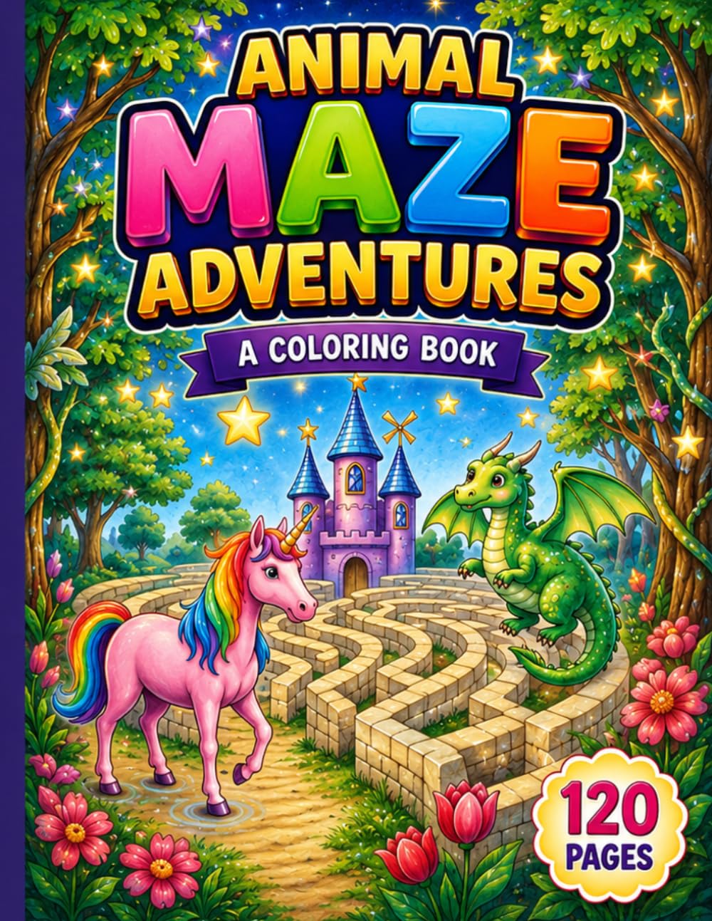 Animal Maze Adventures: A Coloring Book
