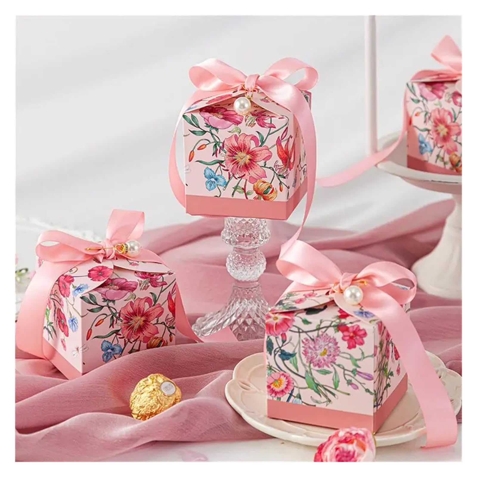 sacchetti regalo, Party Favor Flower Candy Biscuit Paper Boxes, Multicolor, 7x7x7cm, 12 or 30 Pcs(Blue,30pcs)