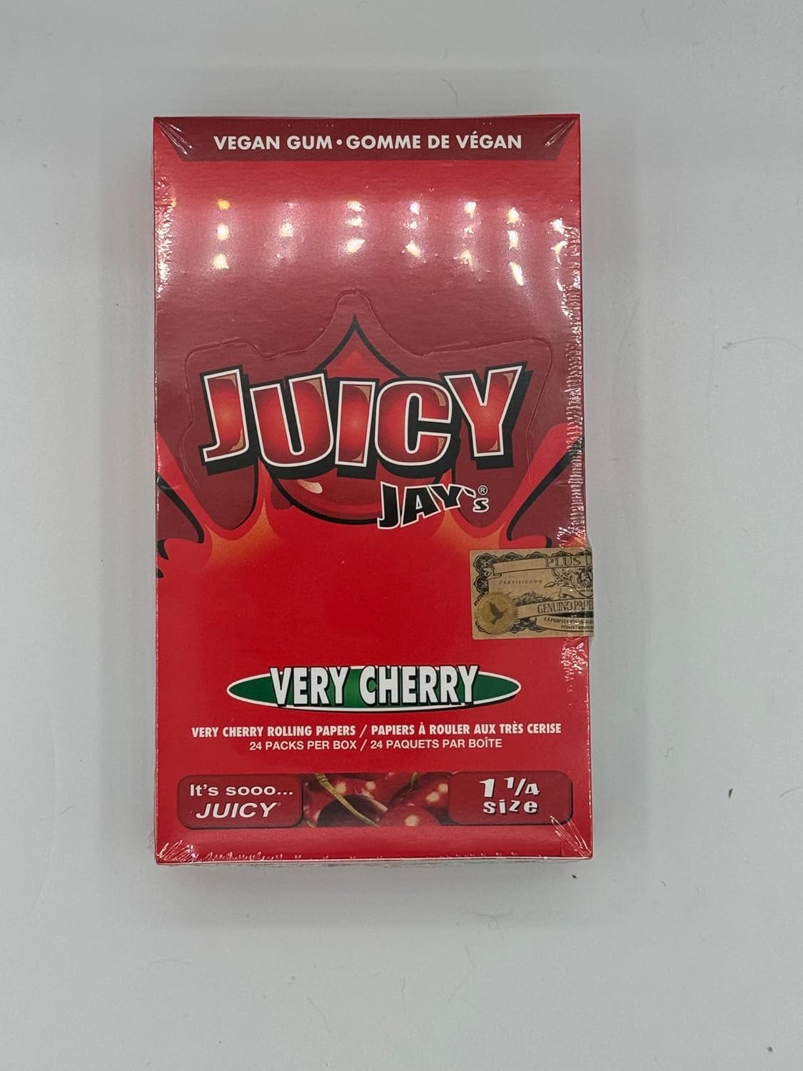 24 Packs (1 box) Juicy Jay's 1.25" Pure Hemp Rolling Papers - Very Cherry