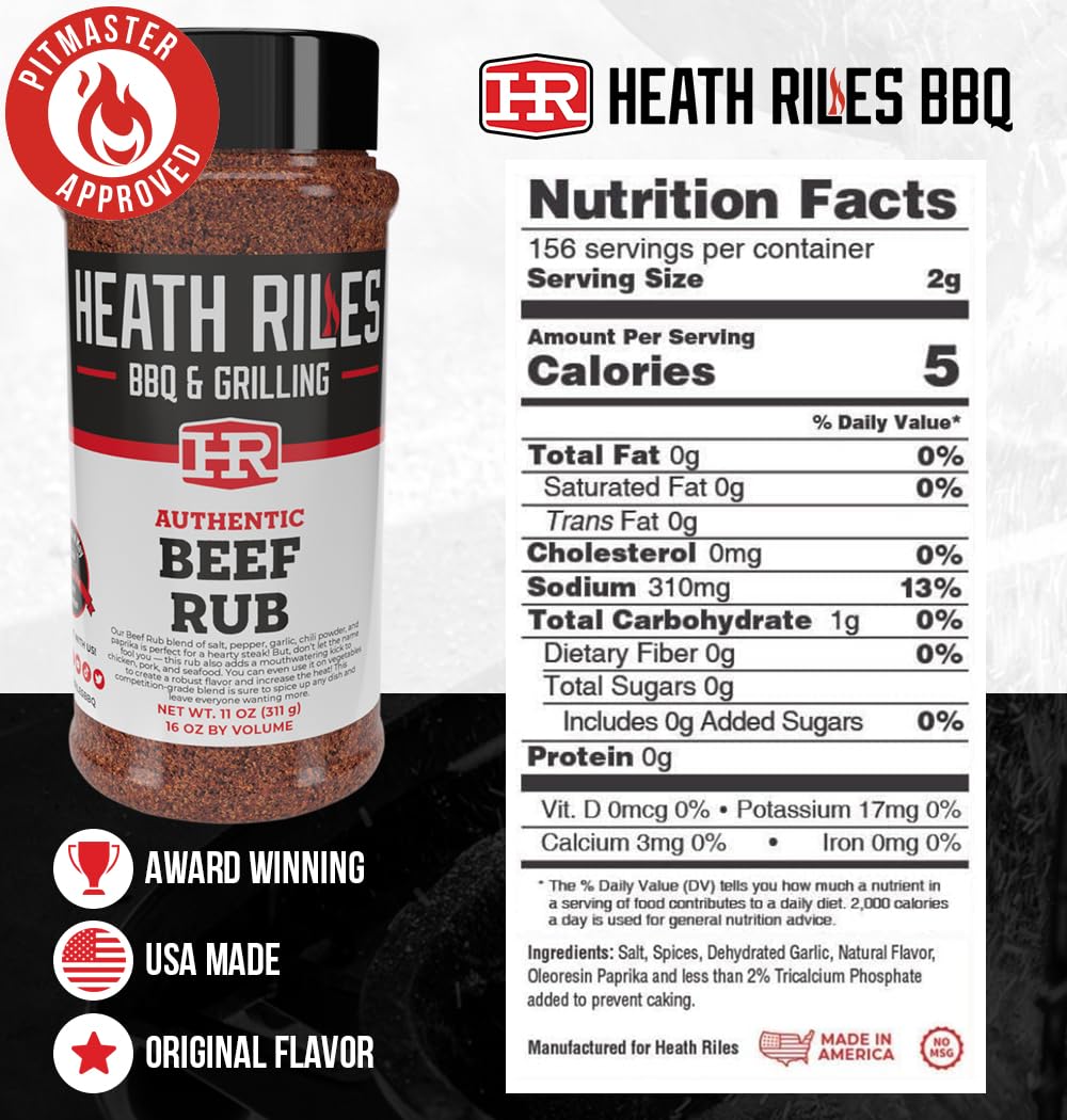 Heath Riles BBQ Rub - Beef Seasoning, Champion Pitmaster Recipe, Legendary Rubs For Smoking & Grilling, 80+ BBQ Championships, 11 oz. - Image 2
