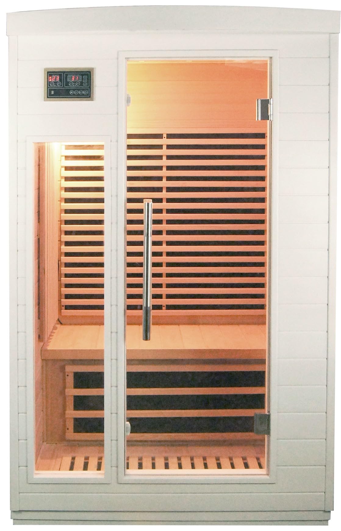 SNÖ Sauna Infrarouge 2 Places 2050W Panneaux Carbone SNÖ - Bois Massif Hemlock - Blanc avec Plancher Inclus