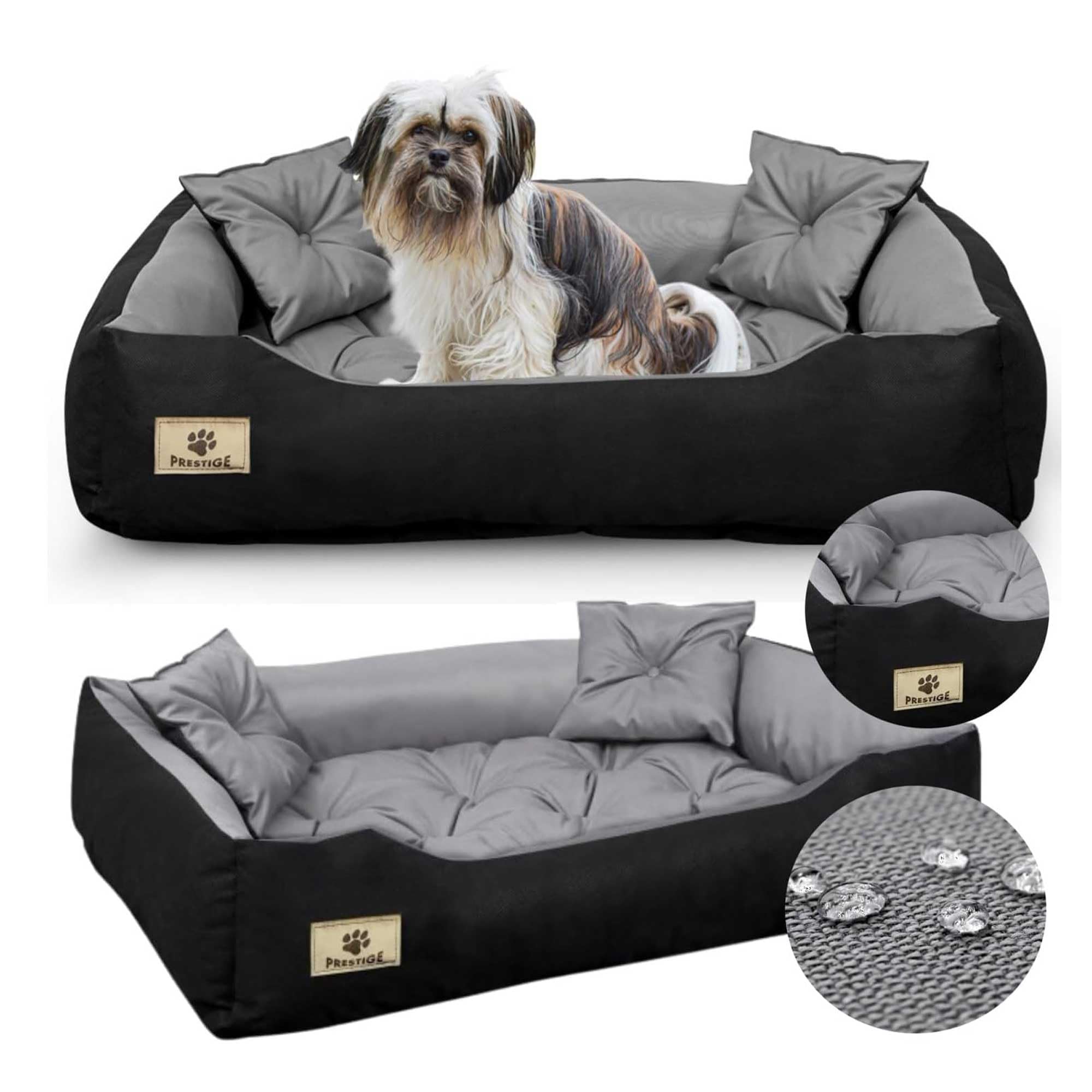 KING DOG Cama para Perros Muy Grandes Lavable 3XL 145 x 115 cm Impermeable Cojín Cesta Ortopédica Material Silicona Gris