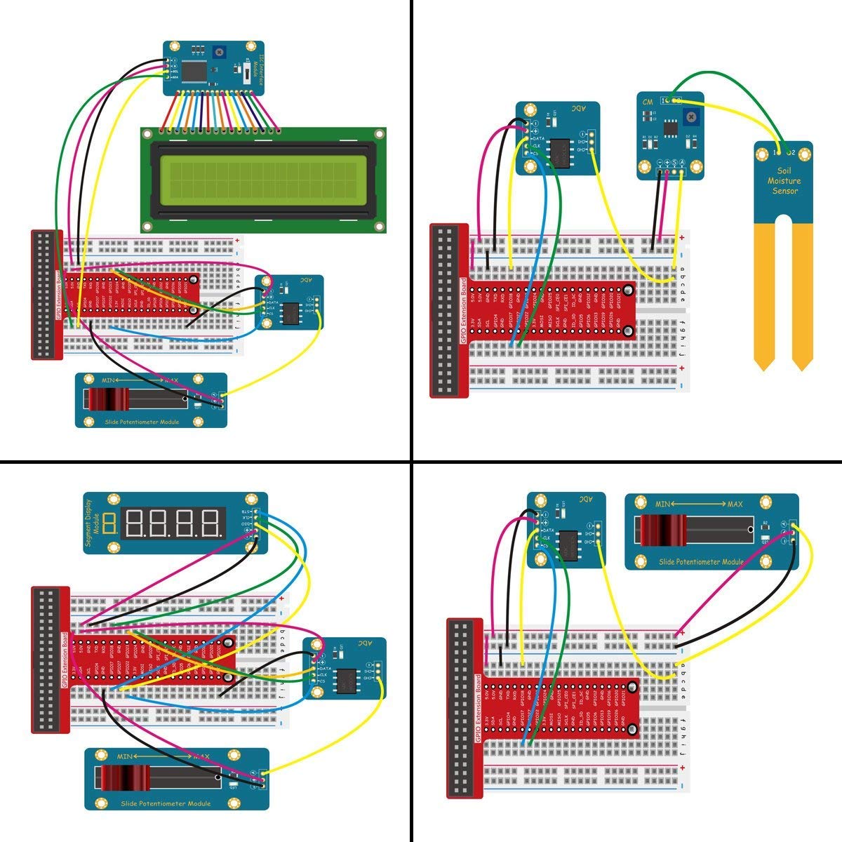 Adeept Kit de démarrage de capteur de 24 modules pour Raspberry Pi 4/3/2 B/B+, Raspberry Pi avec tutoriels, avec Code C et Python, Guide PDF de 95 Pages