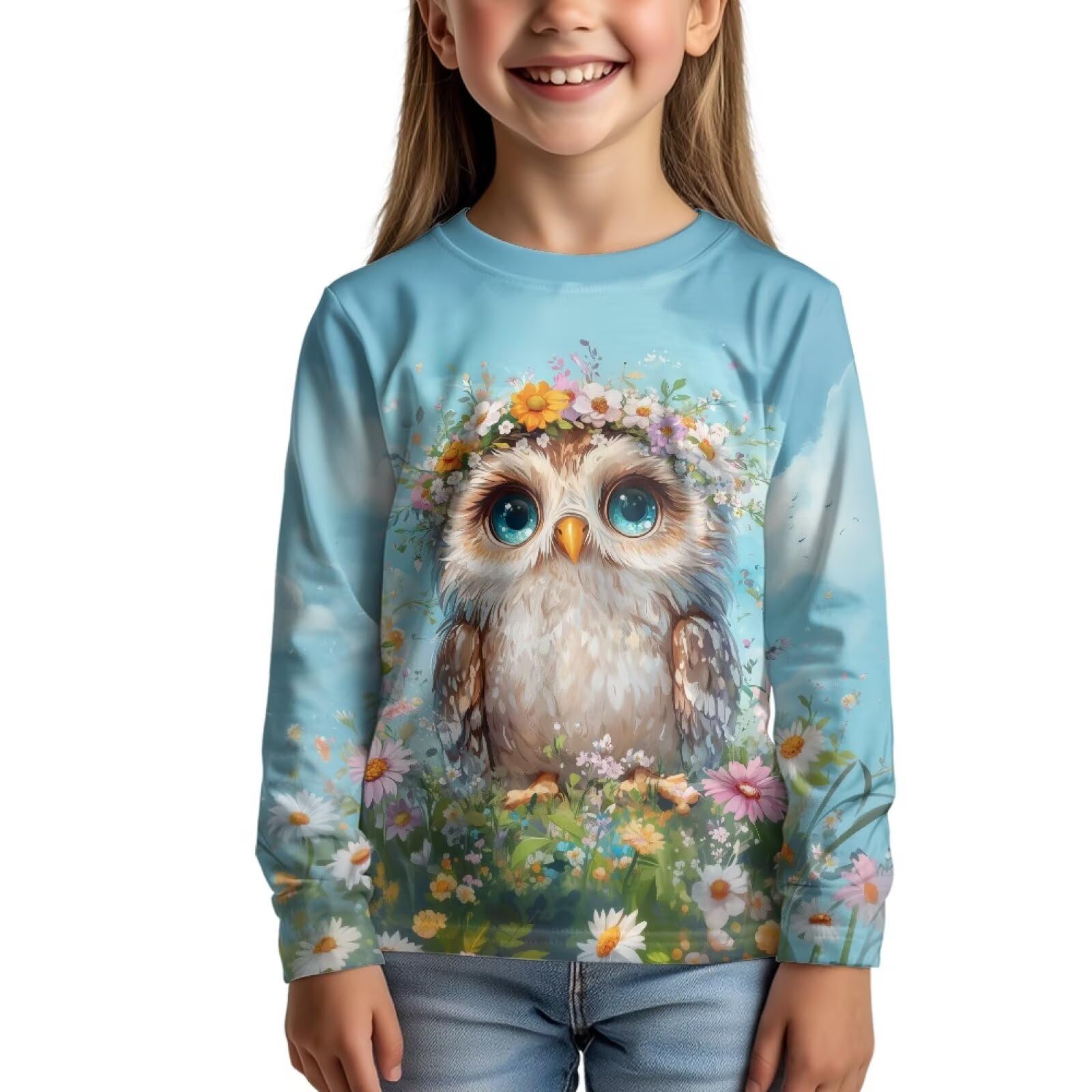 Uourmeti Girls Graphic Tees Long Sleeve T Shirts for Teens Casual Tshirts Junior Sportswear Fall Tops