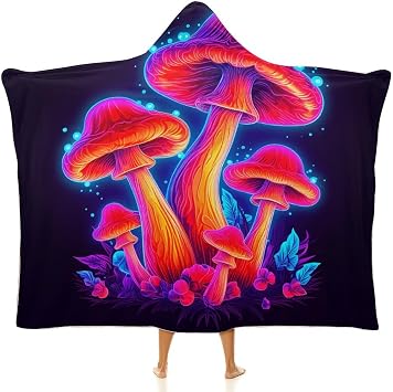 Wearable Blanket Hoodie Mushroom, Multi-size Hooded Blanket, Gift for Mom Women Wife Girlfriend Men Adults Teens, Warm Cozy Wearable Blanket with Hood-C2-M