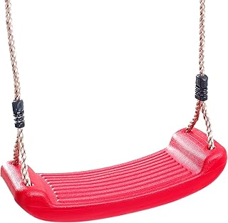 Garden Games Children’s Swing Seat with Safety Grip and Adjustable Weatherproof Ropes for Swing Sets (Red)