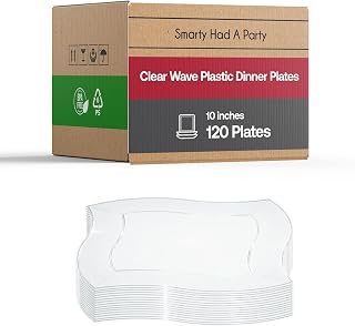 Elegant Disposable Plastic Dinner 120 Plates - 10" Heavy Duty Wave Clear Dinner Plates - Bulk Party Supplies - Plastic Party Plates For All Occasions