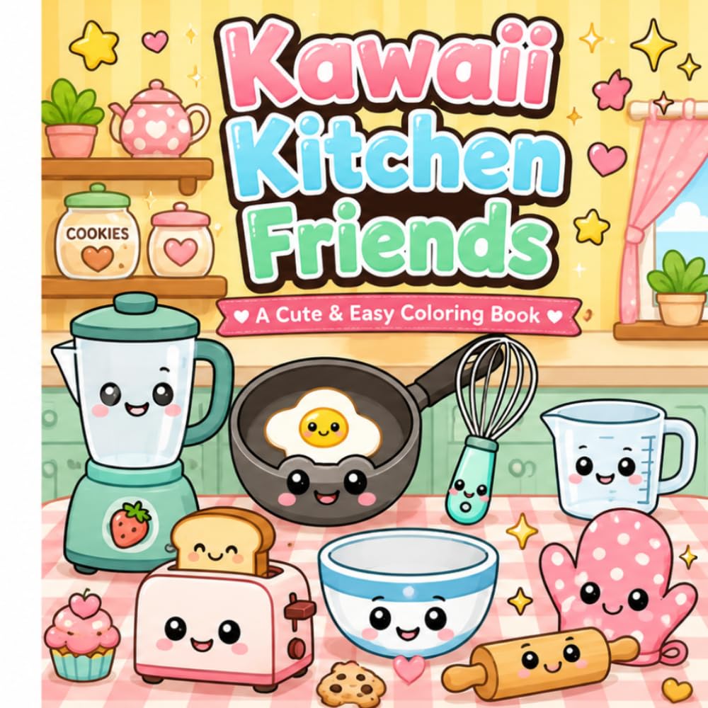 Kawaii Kitchen Friends: A Cute & Easy Coloring Book