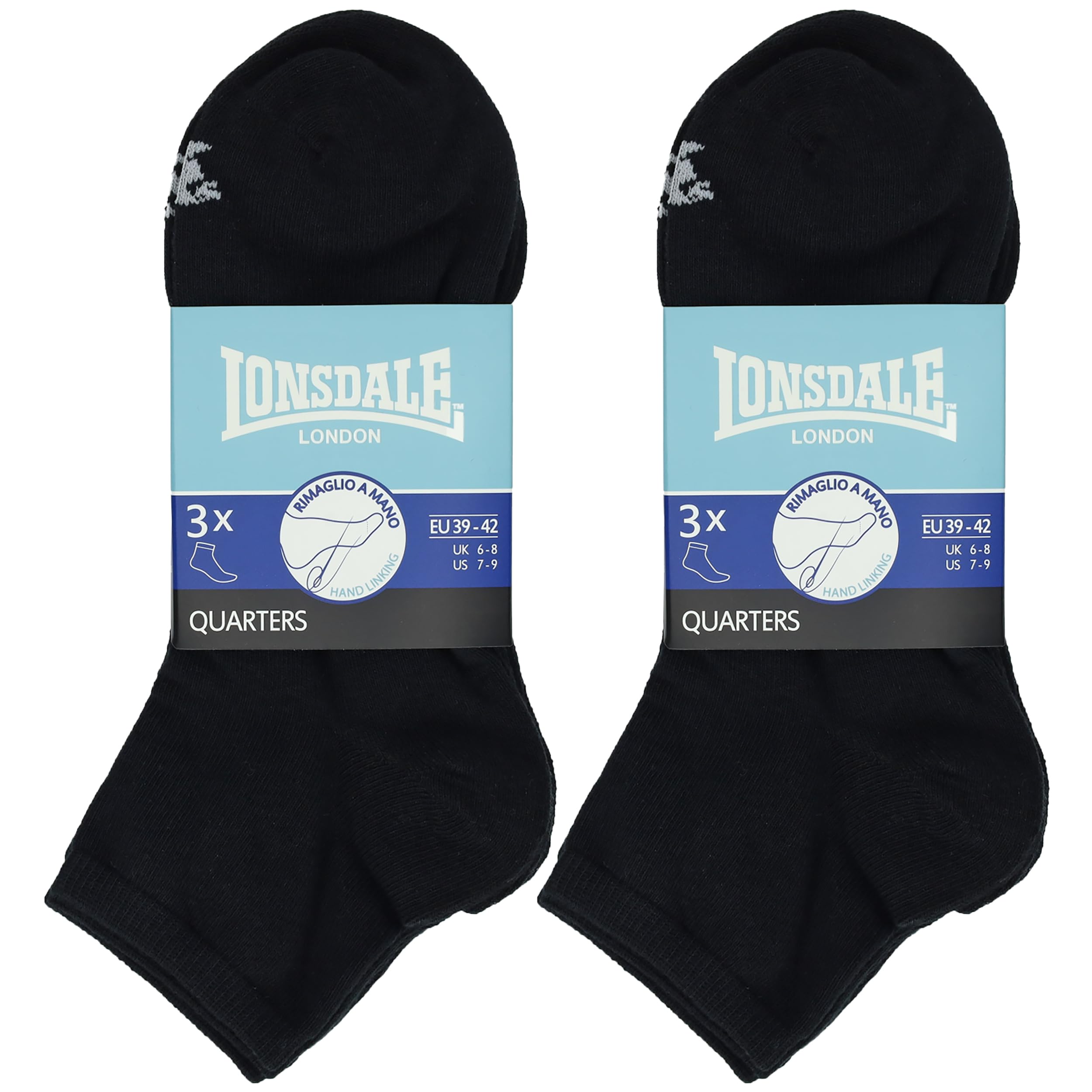Lonsdale 6 Paia Calzini Corti Uomo Donna - Calzini Sportivi Quarter - Lunghezza Sopra la Caviglia - Cotone Traspirante
