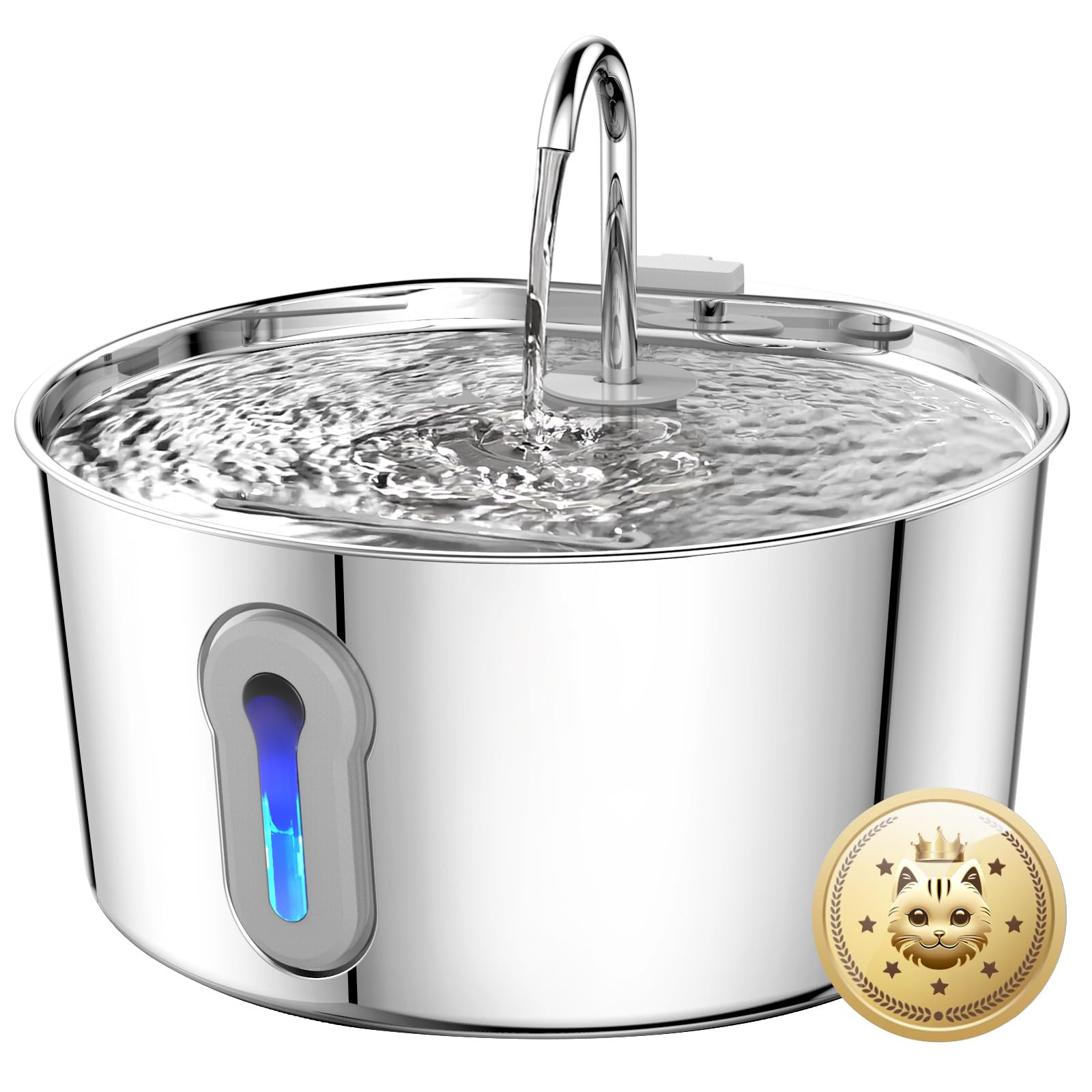 HAJXM Stainless Steel Cat Water Fountain, 135oz/4L Automatic Pet Fountain Dog Water Dispenser with Ultra-Quiet Pump & 2 Replacement Filters & for Cats Inside, Dogs, Multiple Pets