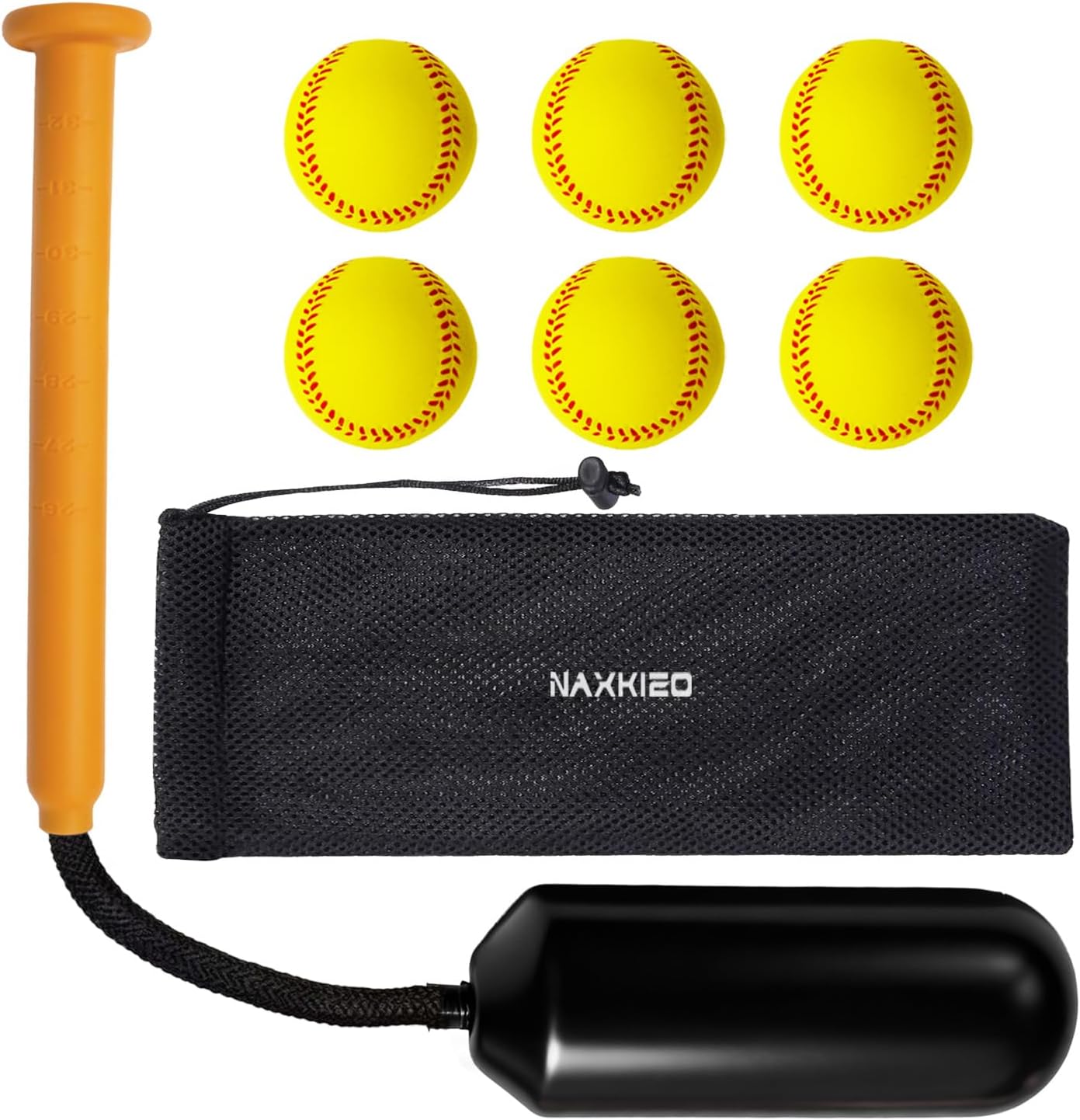 Baseball & Softball Swing Trainer Bat, Baseball Training Equipment - Includes Swing Trainer with 6 Foam Baseballs & Tote Bag