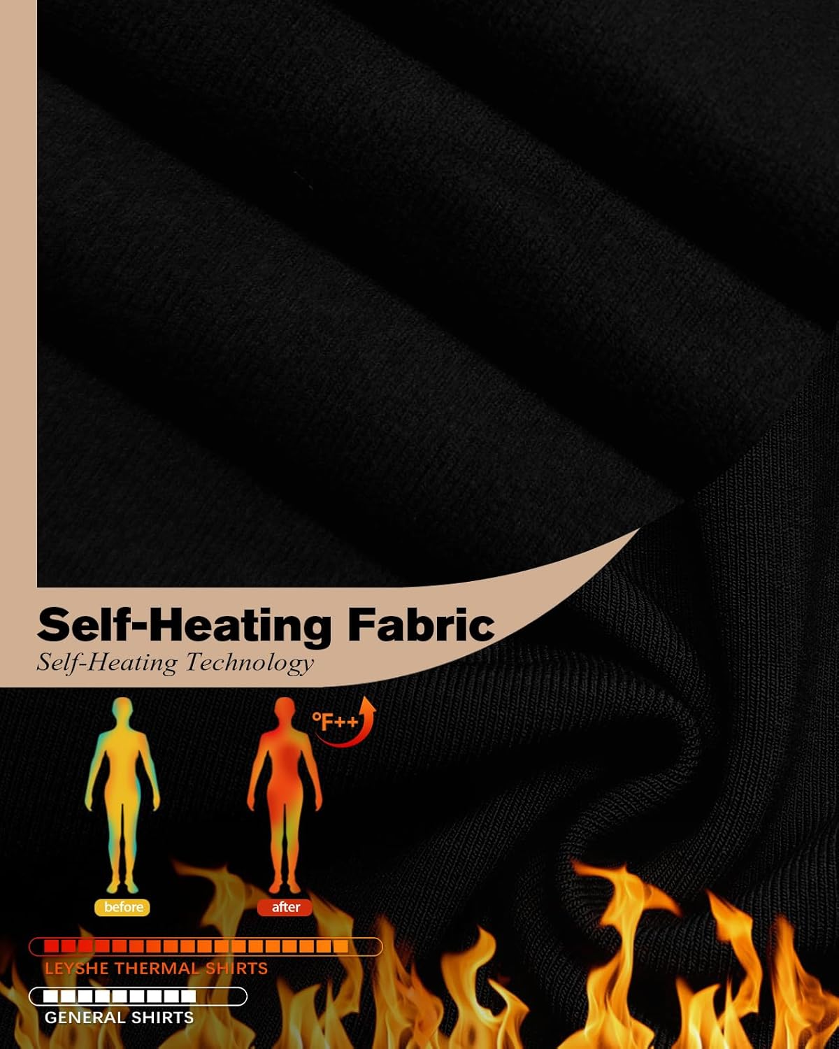 Thermal Turtleneck Shirts for Women with Thumb Hole Fleece Lined Top Thermal Top Undershirt Underwear Winter Cold Weather - Image 3