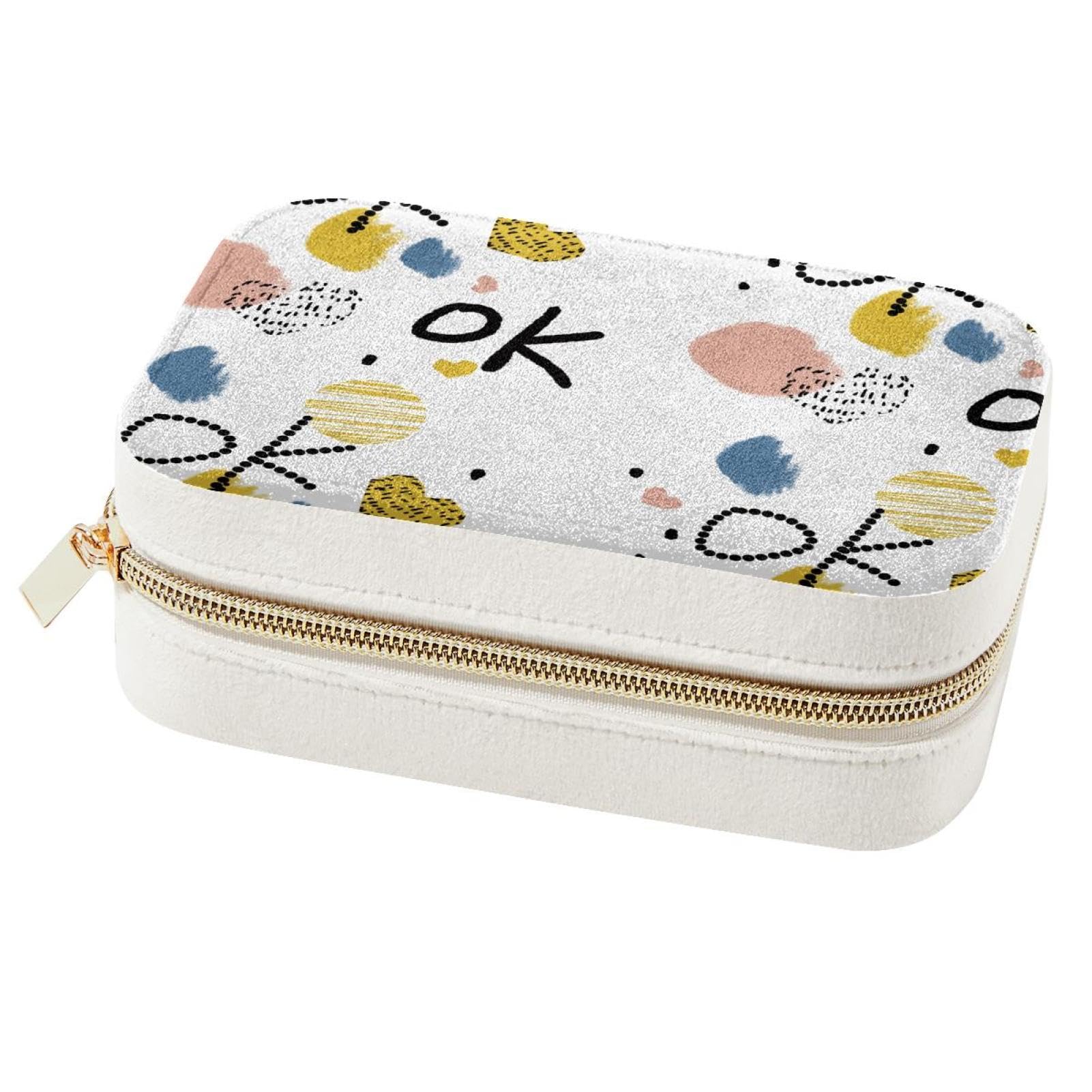 Boîte à bijoux portable Ok Letters - Organiseur de voyage pour bagues et colliers