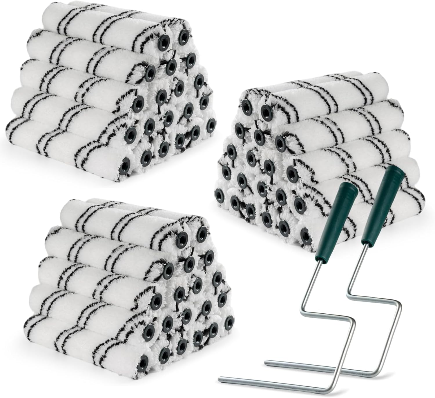 Paint Roller Covers, 60 Pack 6 Inch Microfiber Paint Roller (3/8 Inch Nap) with 2 Pcs Anti Rust Metal Roller Frame, Suitable for Wall and Furniture Painting