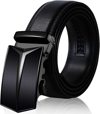 Ratchet Belt for Men, Genuine Leather Belt with Automatic Buckle