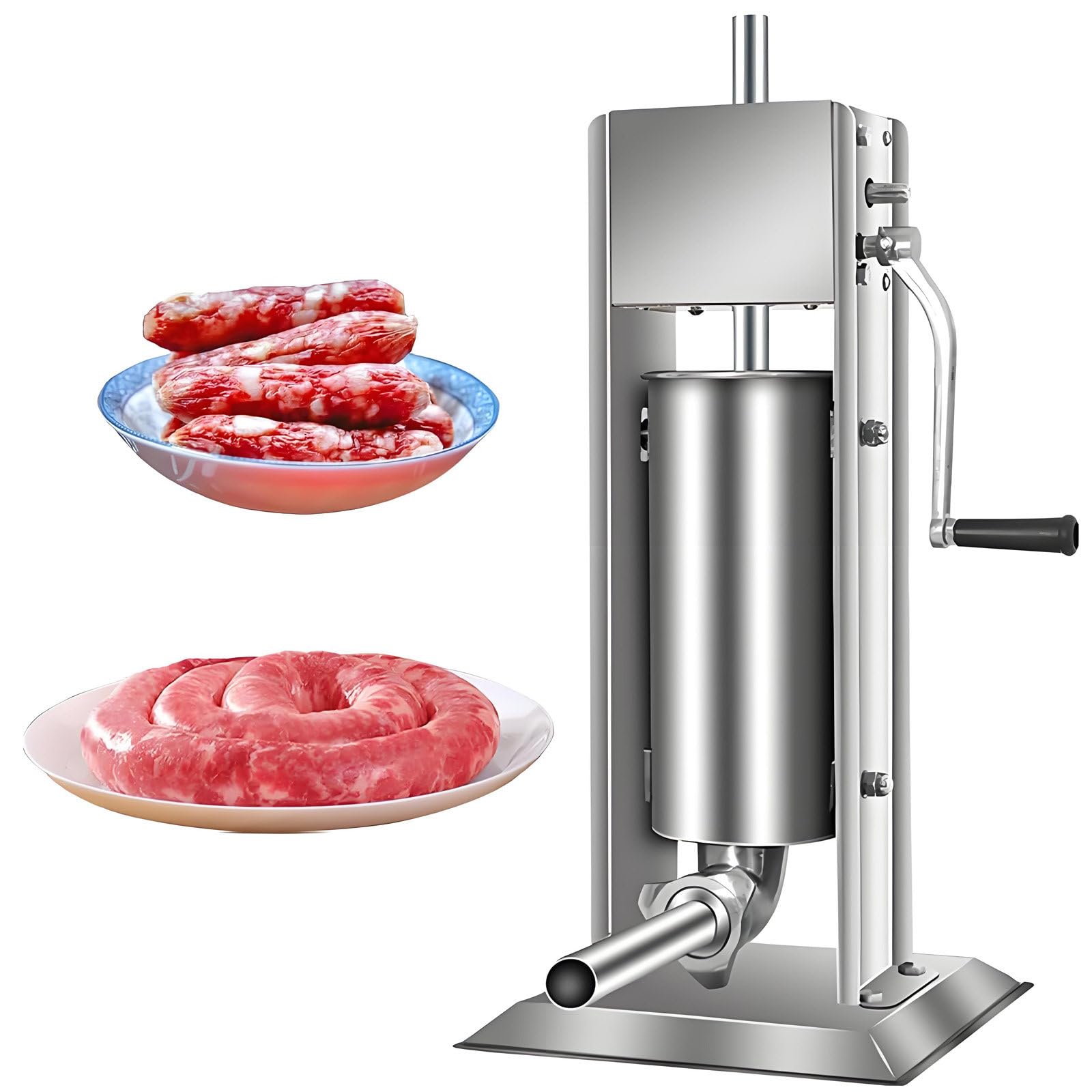 GUTYGIO Manual Sausage Stuffer,Vertical Sausage Stuffing Maker,Food-Grade 304 Stainless Steel Sausage Casing Meat Filling Machine with Stuffing Tube for Home & Commercial Use 2L