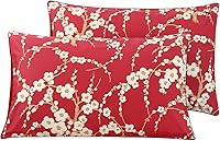 Vista 41 de WINLIFE Juego de 2 fundas de almohada 100% algodón con estampado floral de jardín (estándar 20 x 26 pulgadas, lila)
