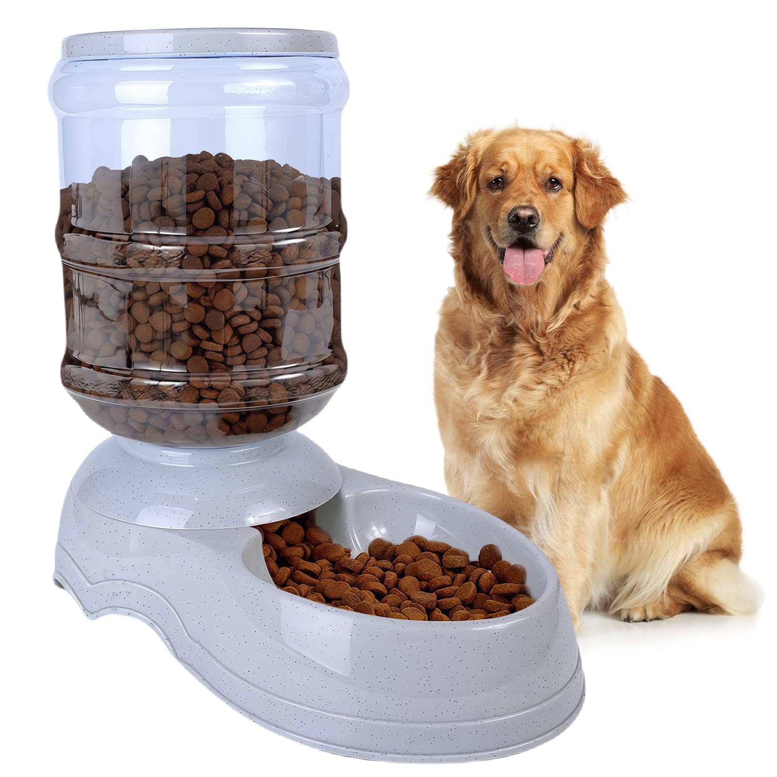 automatic dog feeders,3 gallon capacity gravity food dispenser for large dogs,automatic dog feeder large breed, pet feeder station food dispenser
