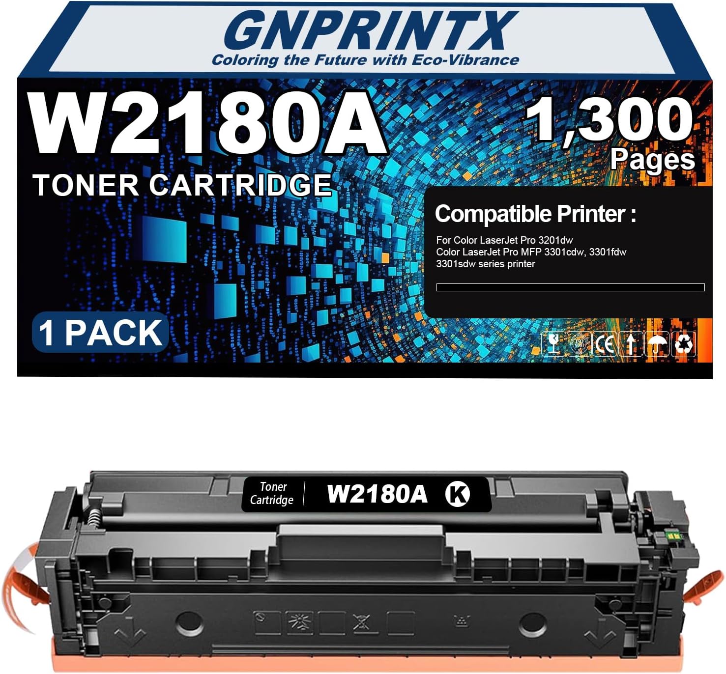 218A Black Toner Cartridge Replacement for HP 218A W2180A W2181A Toner Cartridge Compatible with HP Color Pro MFP 3301cdw 3301fdw 3301sdw Pro 3201dw Printer（ with Chip）