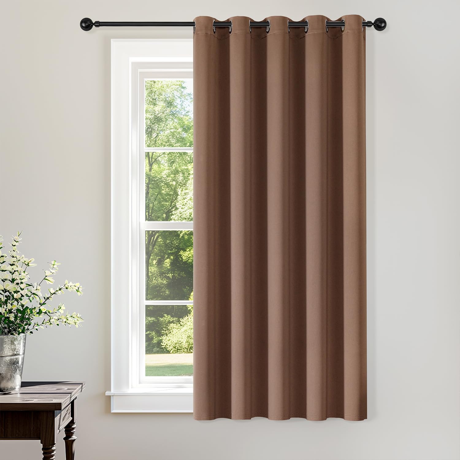 ChrisDowa Blackout Curtains 70 inches Wide for Bedroom - Extra Wide Grommet Thermal Insulated Room Darkening Curtains for Living Room (1 Panel, Cappuccino, 70 x 63 Inch)